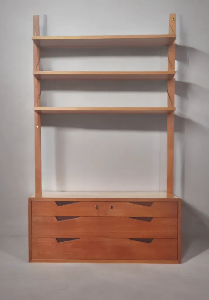 Wall Unit In Teak By Kjell Riise, Scandinavian Mid Century 1960s Wall Unit In Teak By Kjell Riise, Scandinavian Mid Century  1960s photo vintage