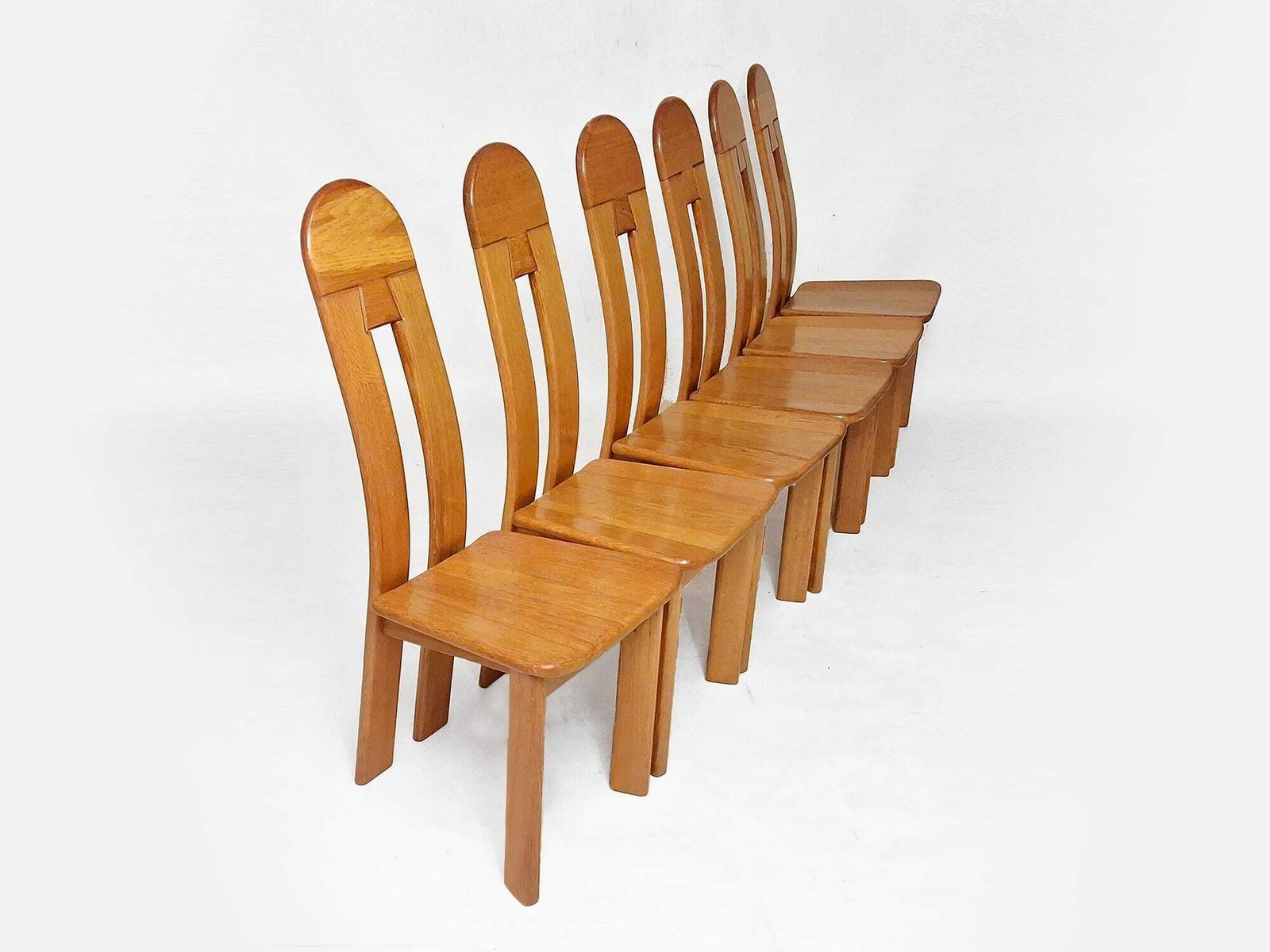 photo buy 6 X De Puydt Rapsodie Oak Brutalist Dining Chair From The 1970s.