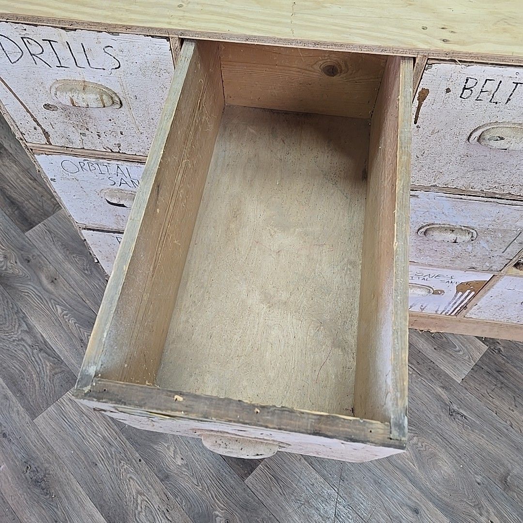 photo buy Large Industrial Workshop Drawers Reclaimed Parts Storage Cabinet Vintage