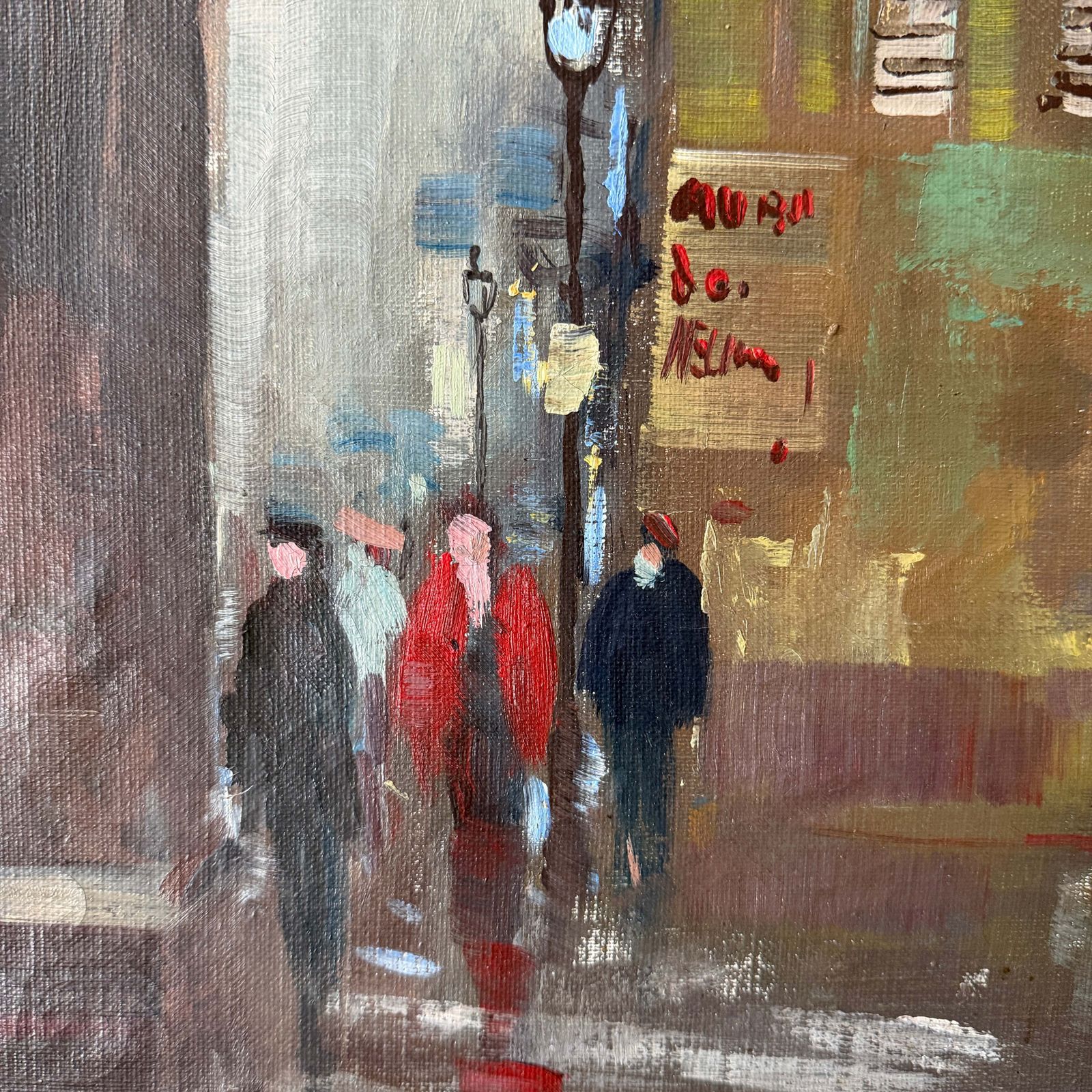 The Art Stall, Paris C 1950s. Vintage Oil Painting. photo for sale