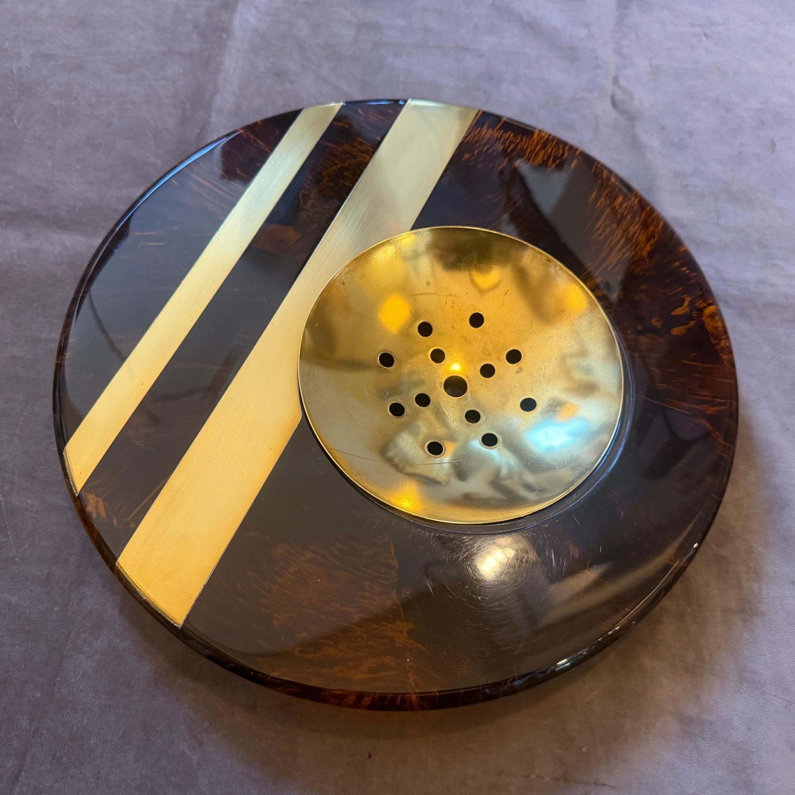 1970s Dior Home Style Mid Century Modern Faux Tortoiseshell Lucite Centerpiece photo Home Decor
