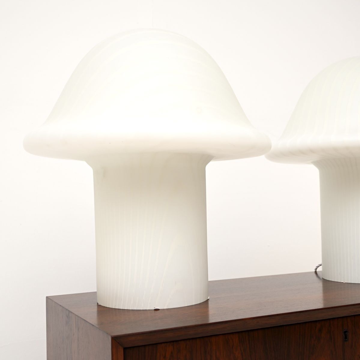 1164.0 Pair Of Large Vintage Murano Glass Mushroom Lamps photo