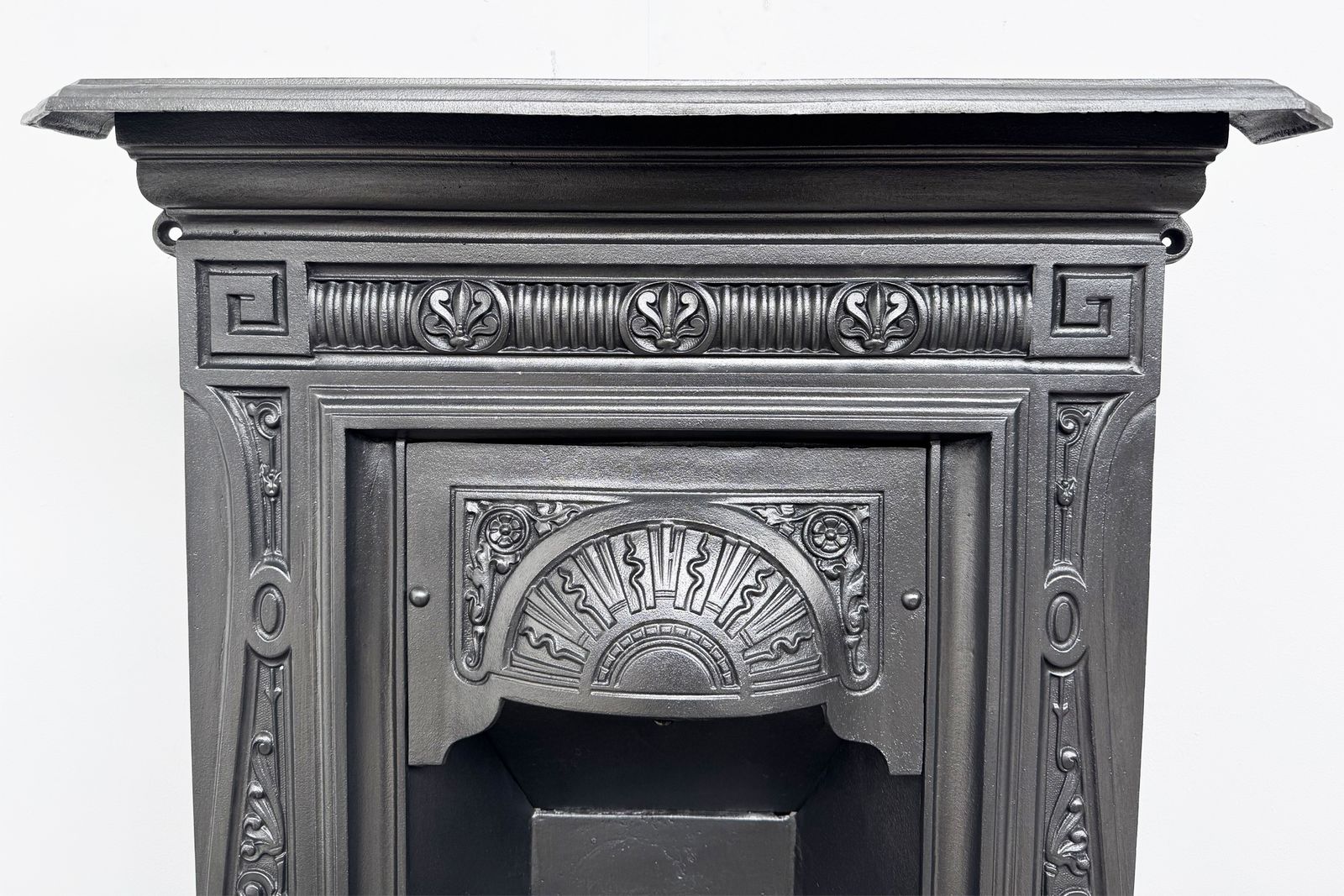 Small Antique Ornate Victorian Cast Iron Bedroom Combination Fireplace photo for sale