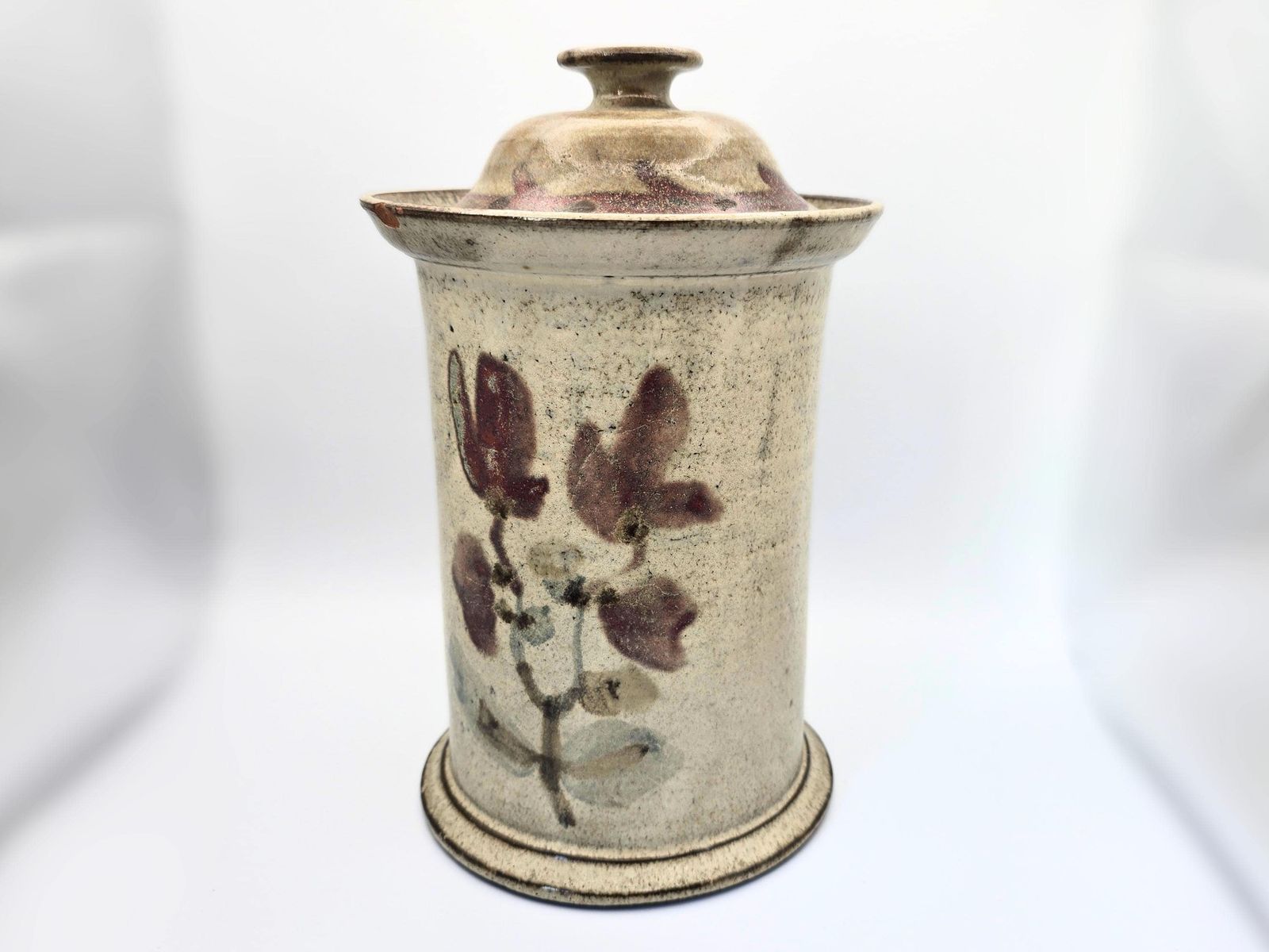 Vintage Gustave Reynaud For Le Mûrier Vallauris Studio Pottery Canister With Lid. Figure And Flowers Decoration photo 290.0