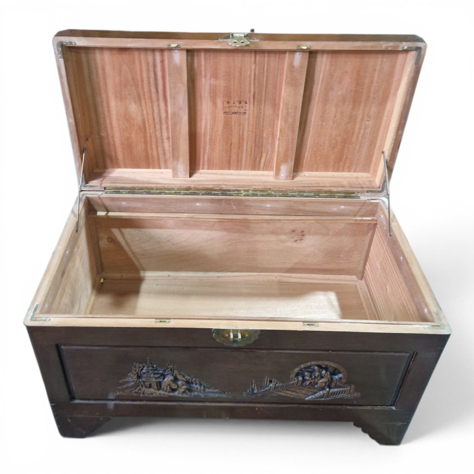 Oriental Camphor Wood Blanket Box Carved Storage Chest Trunk Large Antique Style photo vintage