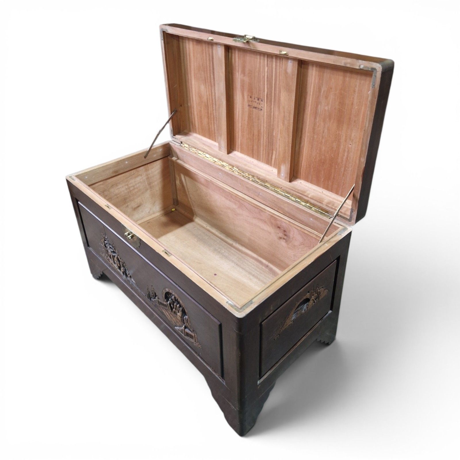 225.0 Oriental Camphor Wood Blanket Box Carved Storage Chest Trunk Large Antique Style photo