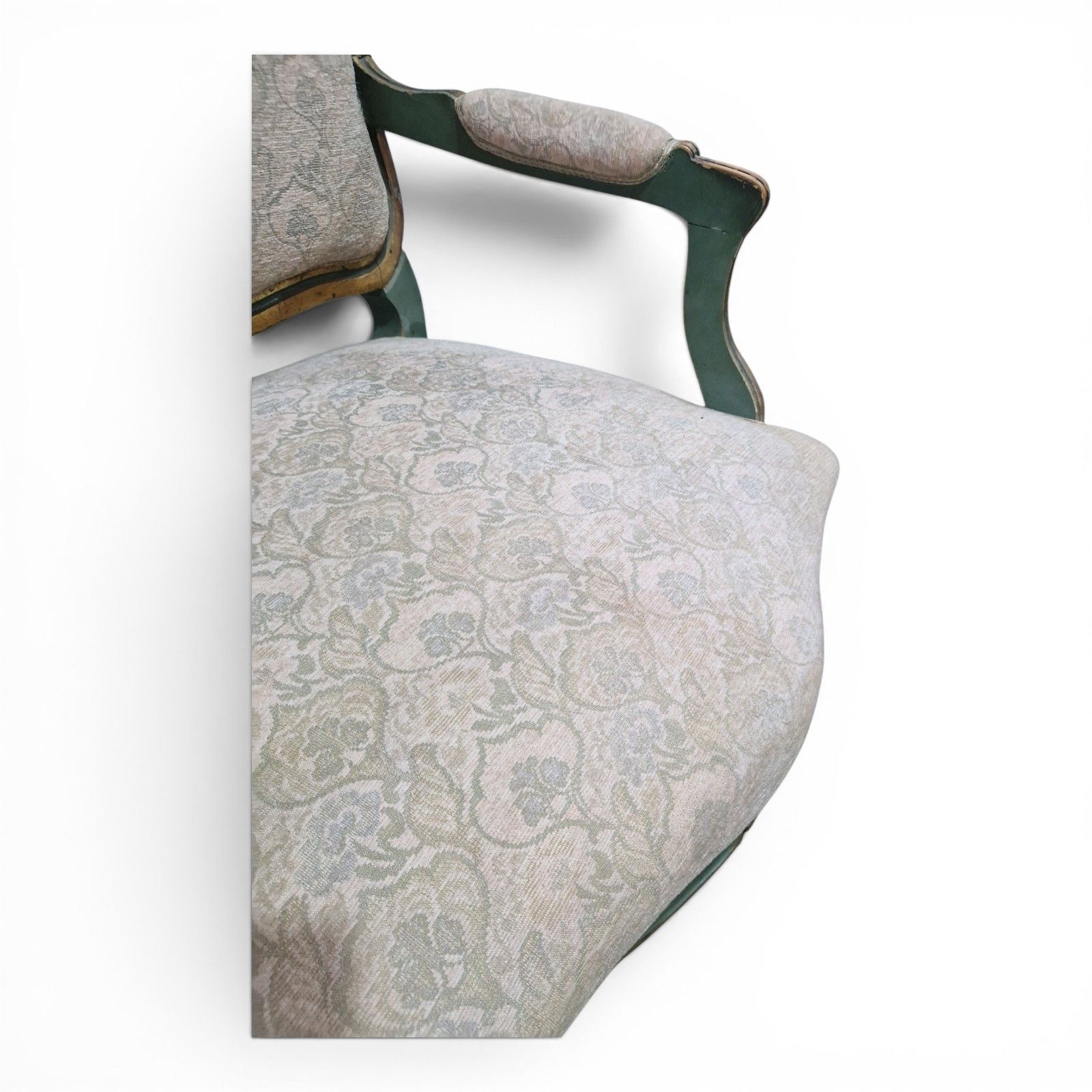 French Painted Armchair Louis XV Style Accent Bedroom Chair Large Size photo vintage