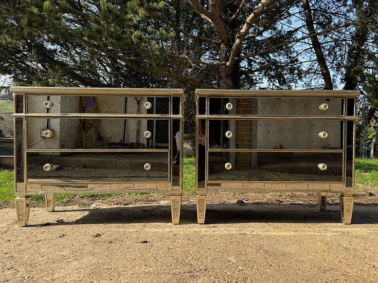 Pair Of Mirrored Drawers By Philipe Marques 3 Drawer Venetian Chest photo furniture