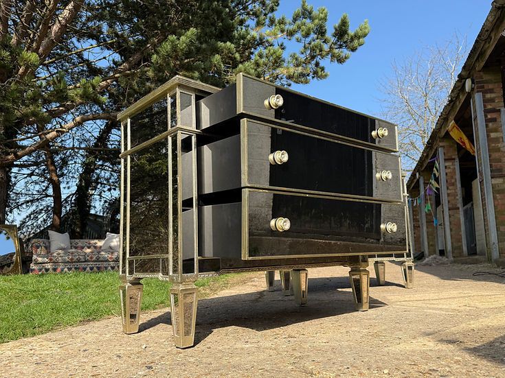 photo furniture Pair Of Mirrored Drawers By Philipe Marques 3 Drawer Venetian Chest