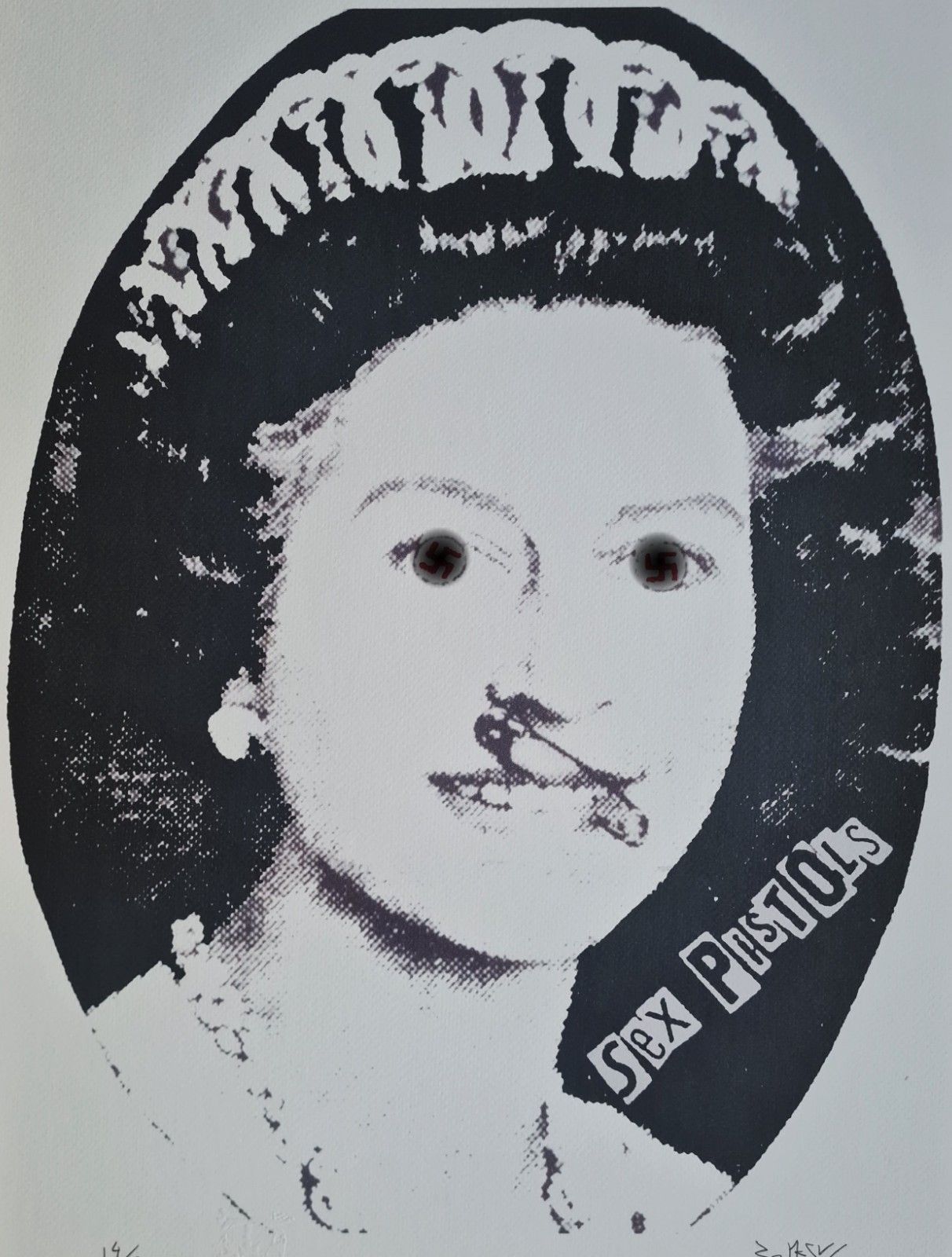 Banksy * Dios Salve A La Reina * 50 X 35 Cm * Litografía * Limitada # 14/60 photo furniture
