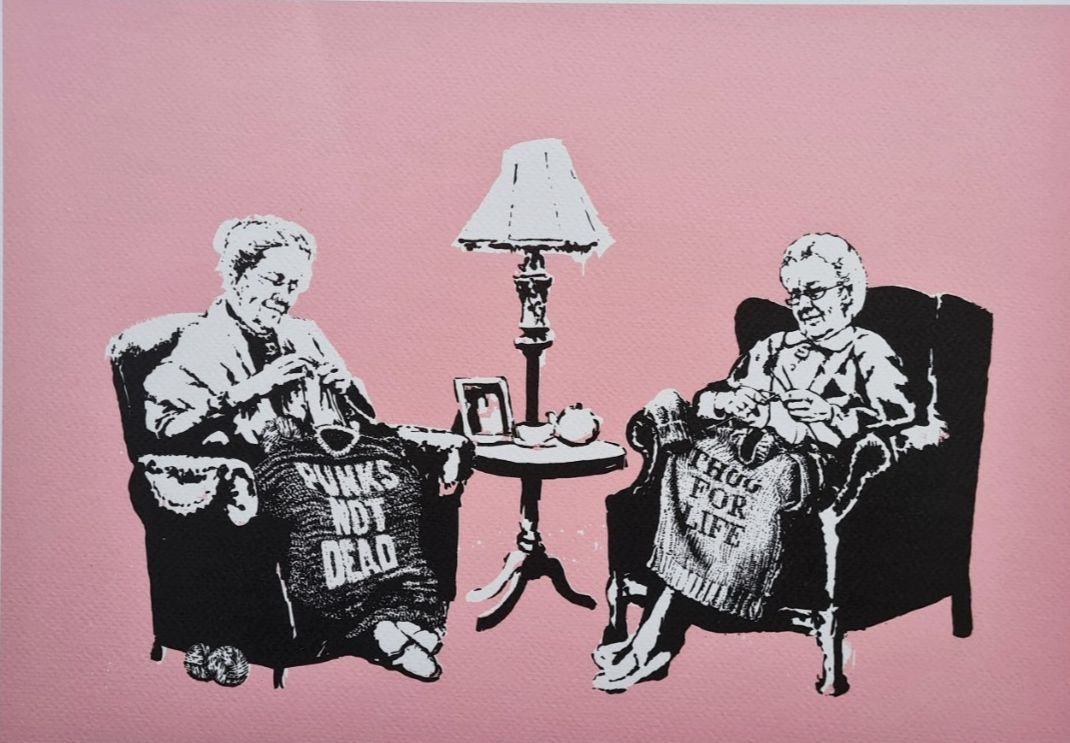 Banksy * Grannies * 50 X 35 Cm * Lithografie * Kunstdruck * Limitiert # 61/150 photo furniture