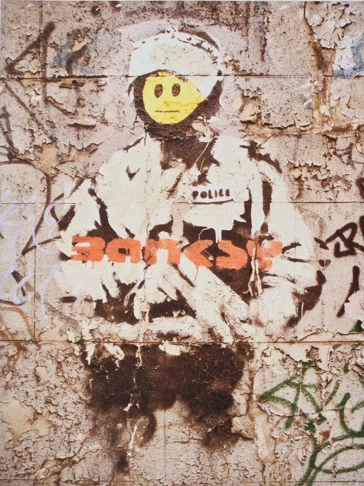 Banksy * Smiley Riot Cop * 65 X 50 Cm *Lithografie*Kunstdruck*Limitiert # 52/500 photo furniture