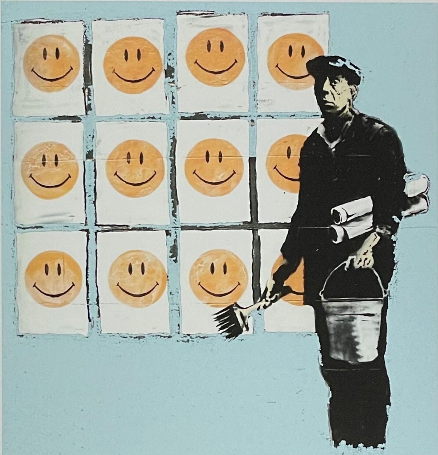 Banksy *  Sad Man With Smileys * 70x50 Cm * Lithografie * Limitiert # 75/150 photo furniture