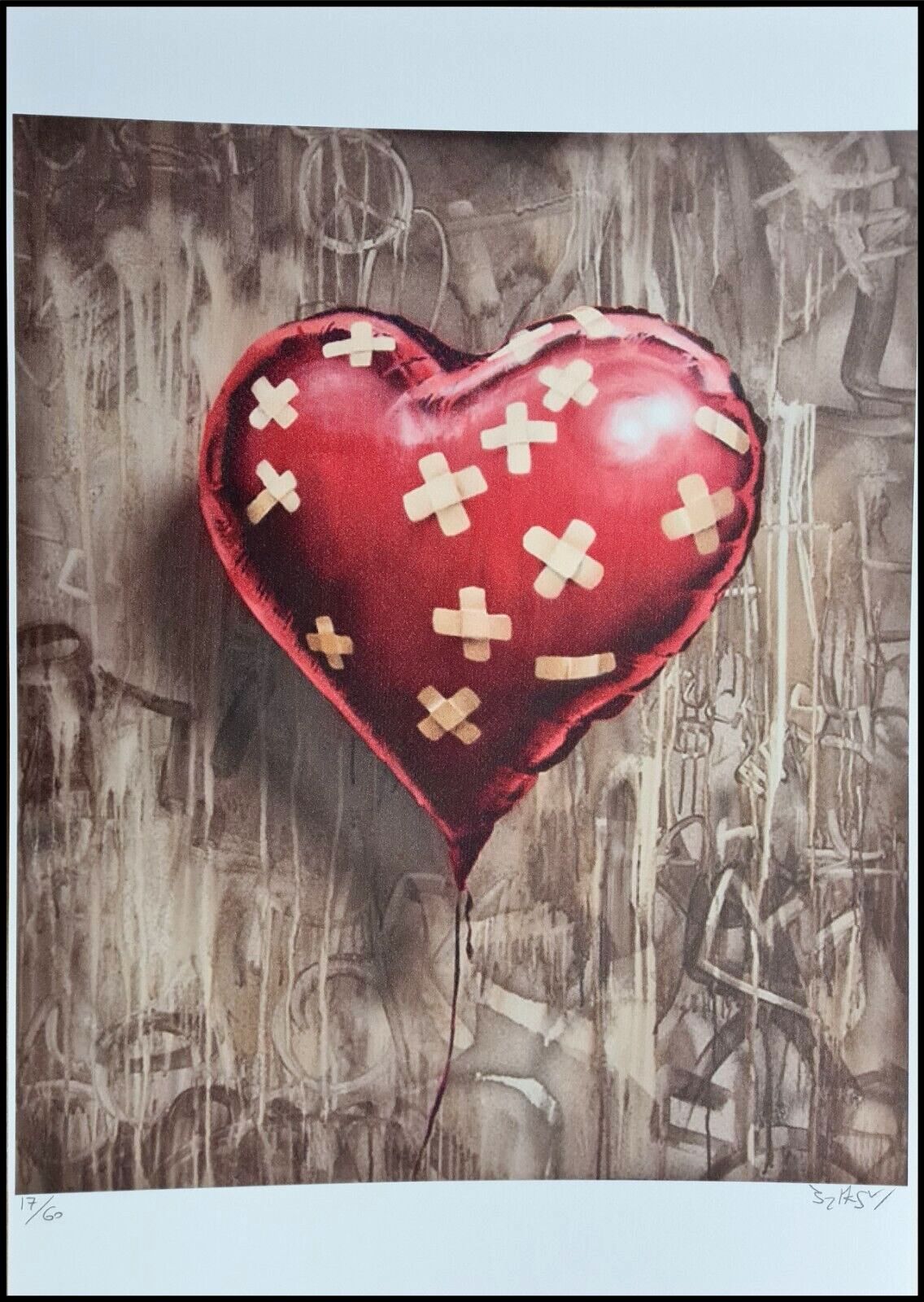 Banksy * Injured Heart Balloon * 50x35 Cm * Lithografie * Limitiert # 17/60