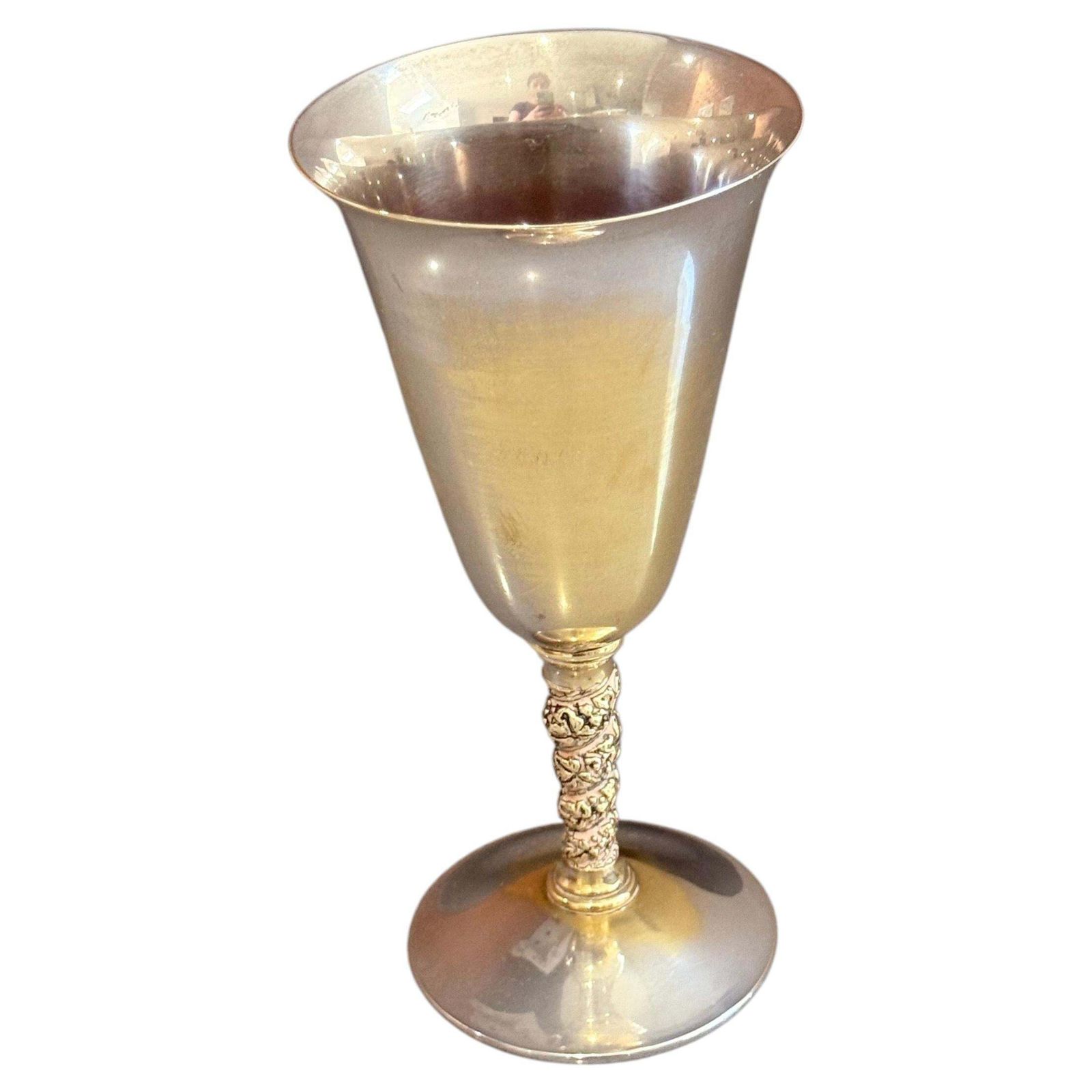 Vintage Falstaff Silver Plated Wine Glass Goblet, Made In Spain, Ornate Stem Cup photo for sale