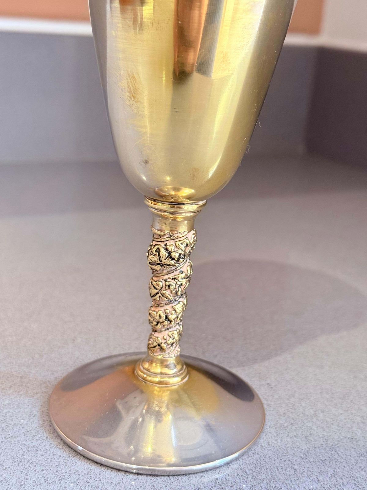photo furniture Vintage Falstaff Silver Plated Wine Glass Goblet, Made In Spain, Ornate Stem Cup