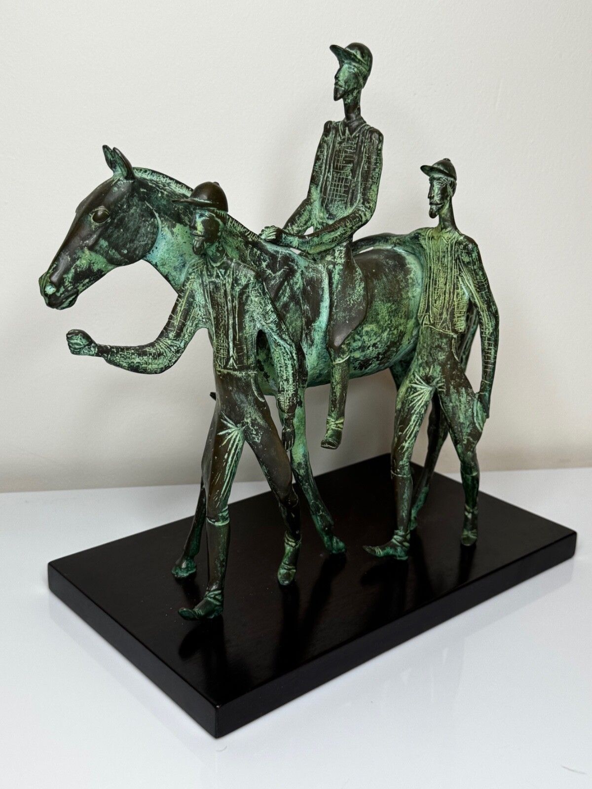 Bronze Race Horse & Jockey Group With Stable Hands Sculpture Attributed Carybé photo vinterior