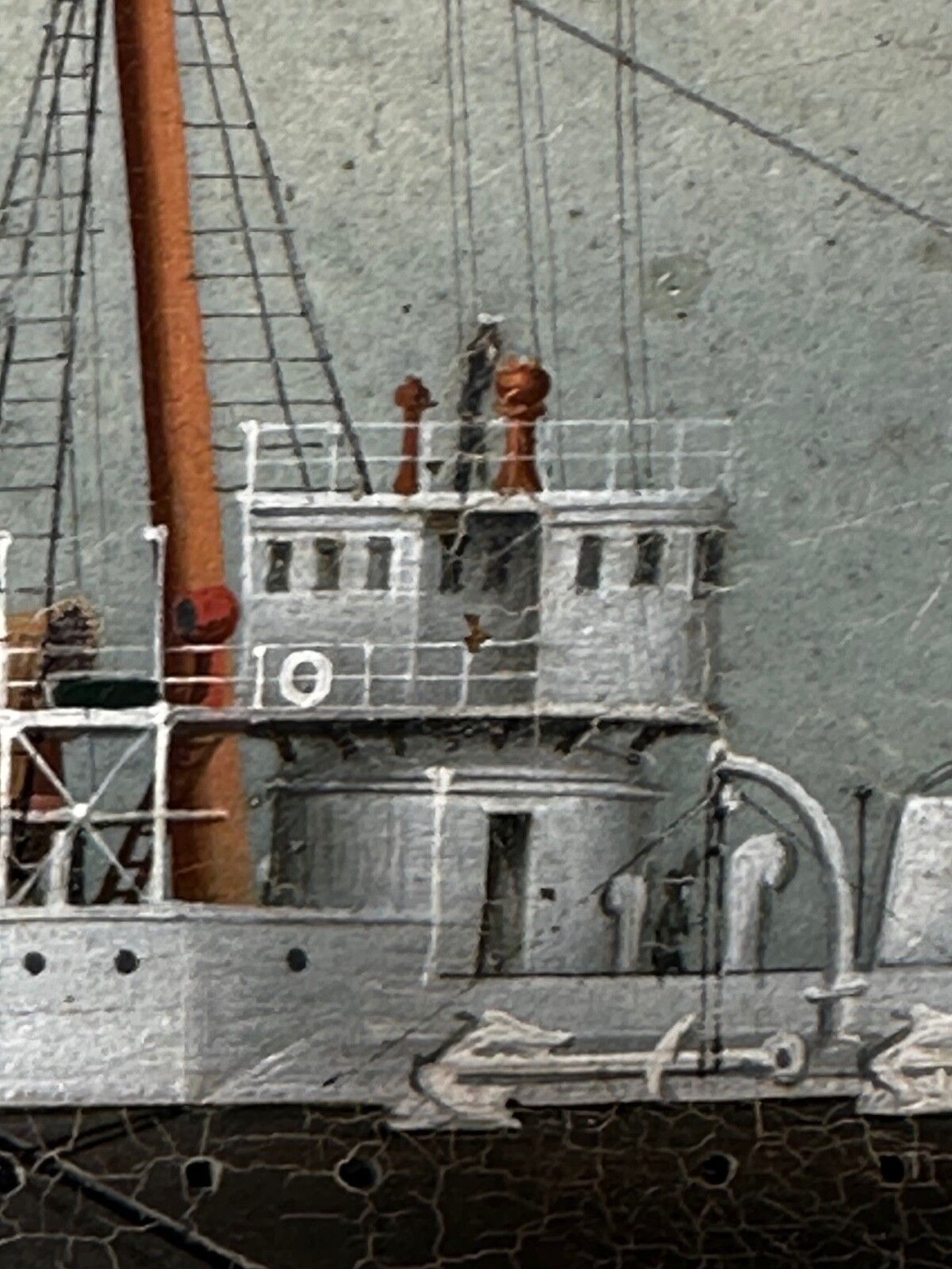 photo for sale Early 20th Century Oil Painting Marine Ship Blake Class Cruiser Royal Navy Hms Blenheim