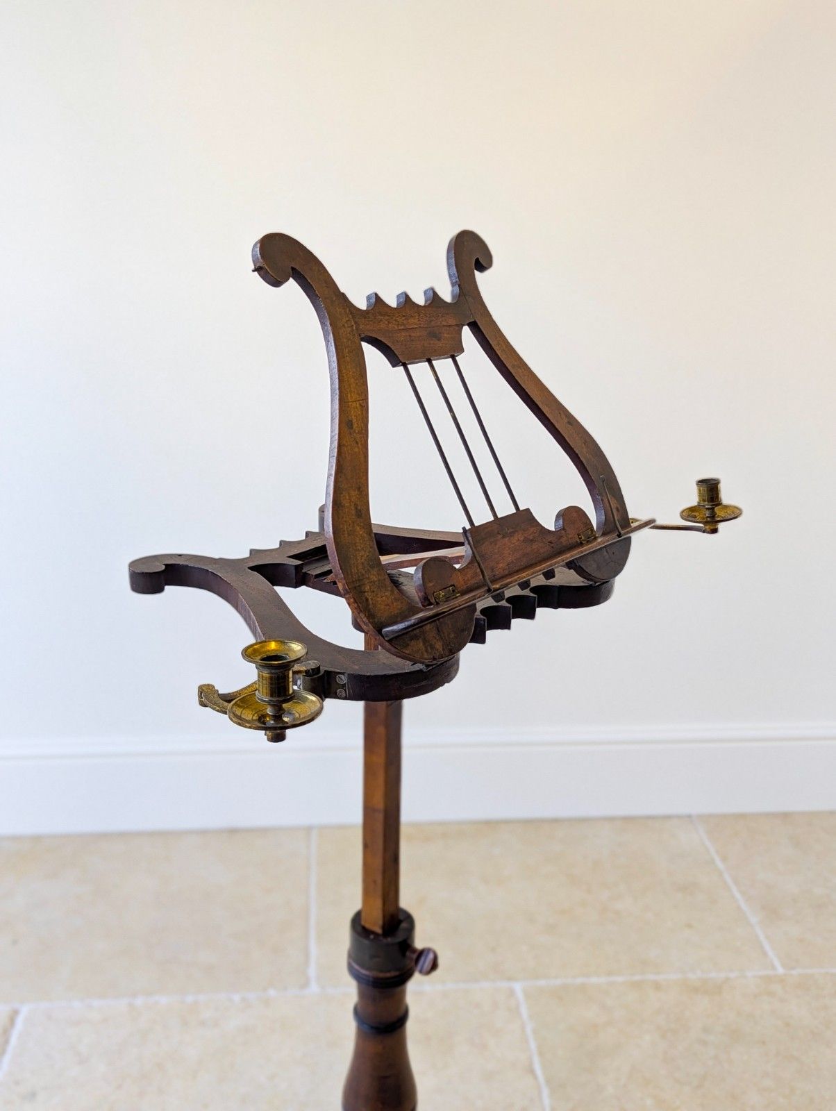 Antique William IV Mahogany Lyre Form Music Stand C.1830 photo furniture