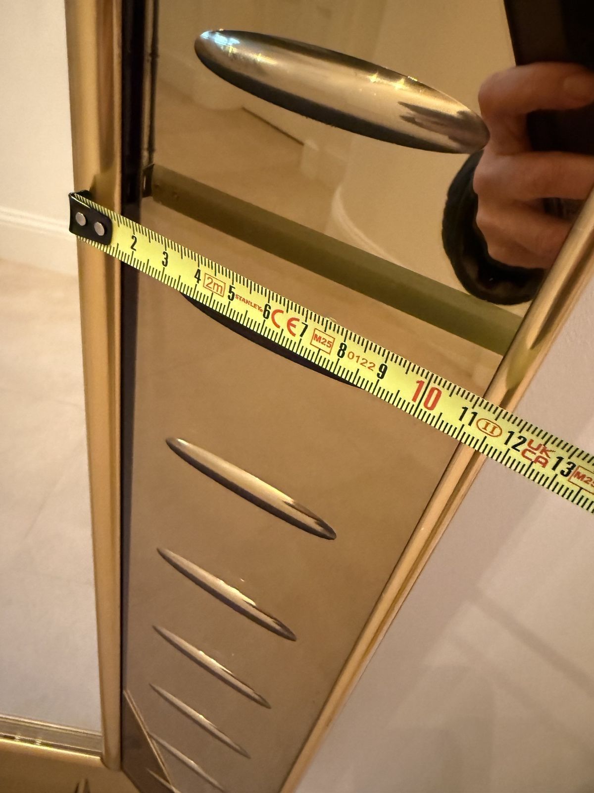 Home Decor Large 1960s Italian Brass & Smoked Glass Mirror – Hollywood Regency / Romeo Rega photo