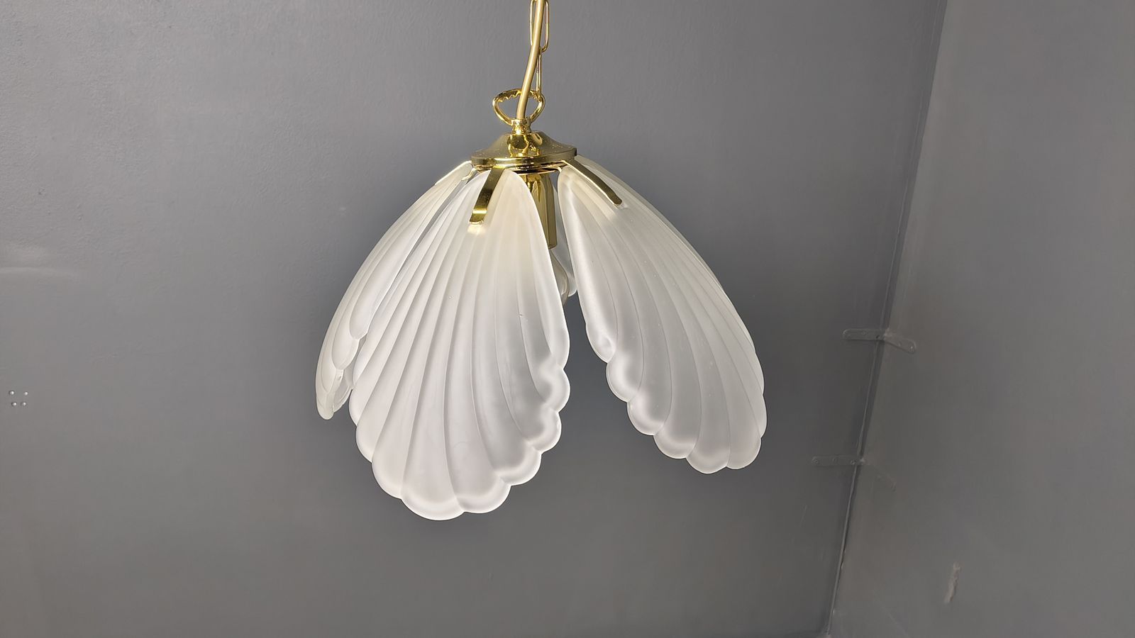 Vintage Italian Glass And Brass Chandelier, 1970s photo furniture