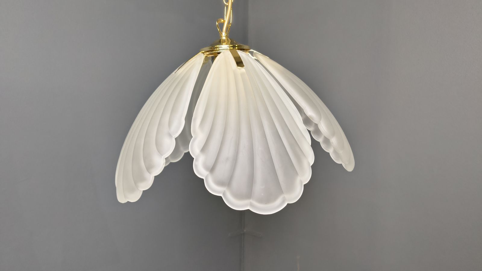 Vintage Italian Glass And Brass Chandelier, 1970s