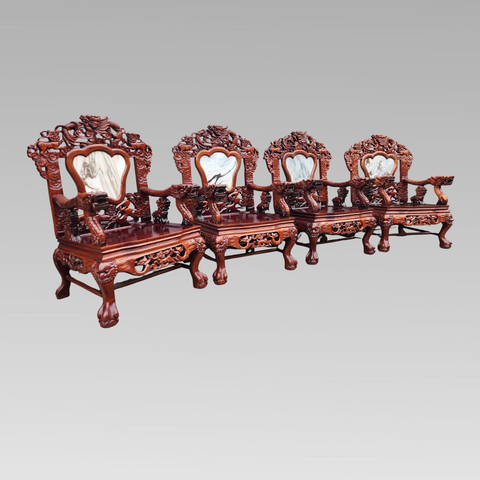 Exceptional Chinese Dragon Oriental Hall Bench Or Settle Rosewood Suite, Dining Armchairs photo Furniture