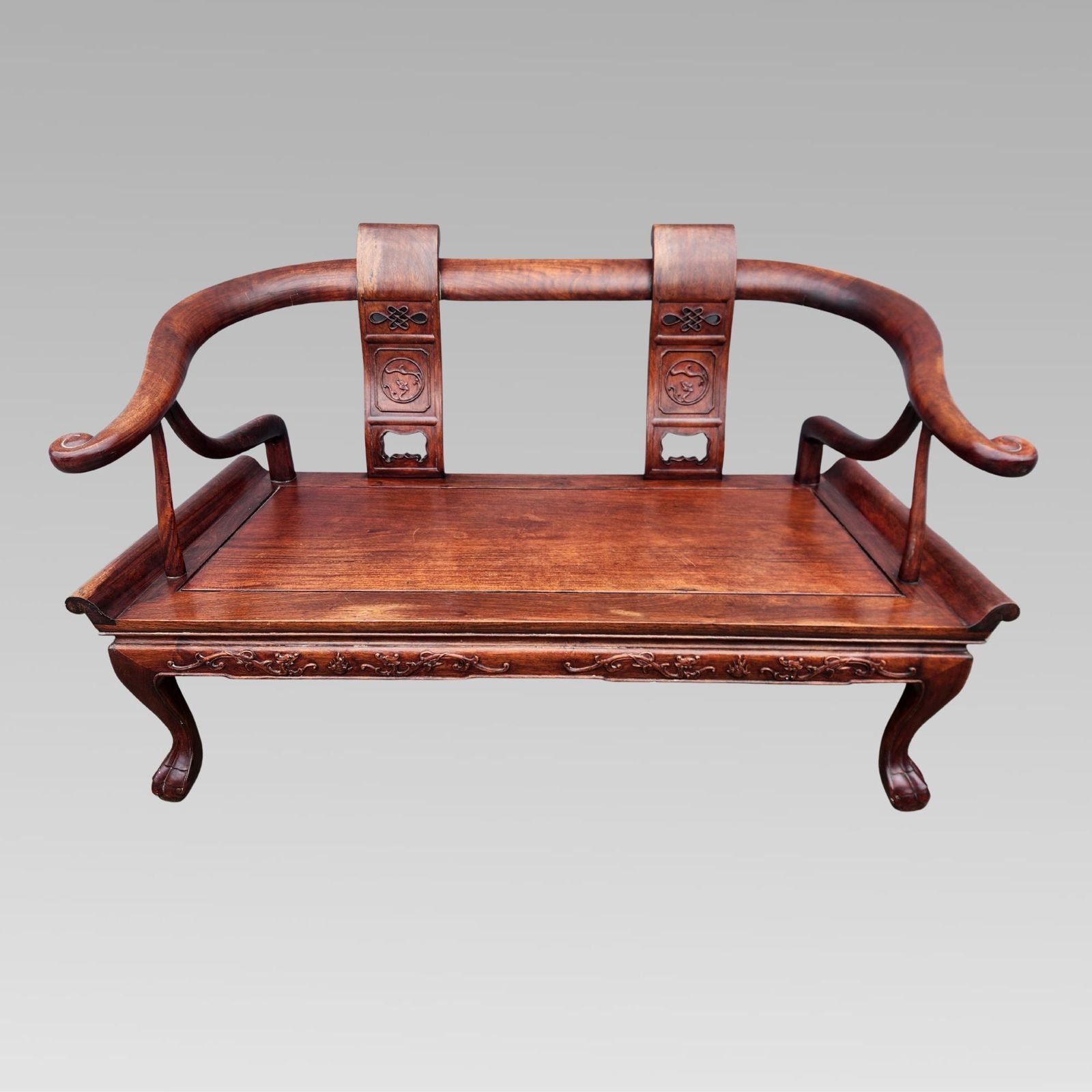 Fabulous Chinese Oriental Horse Shoe Hall Bench Or Settle + Armchairs photo Furniture
