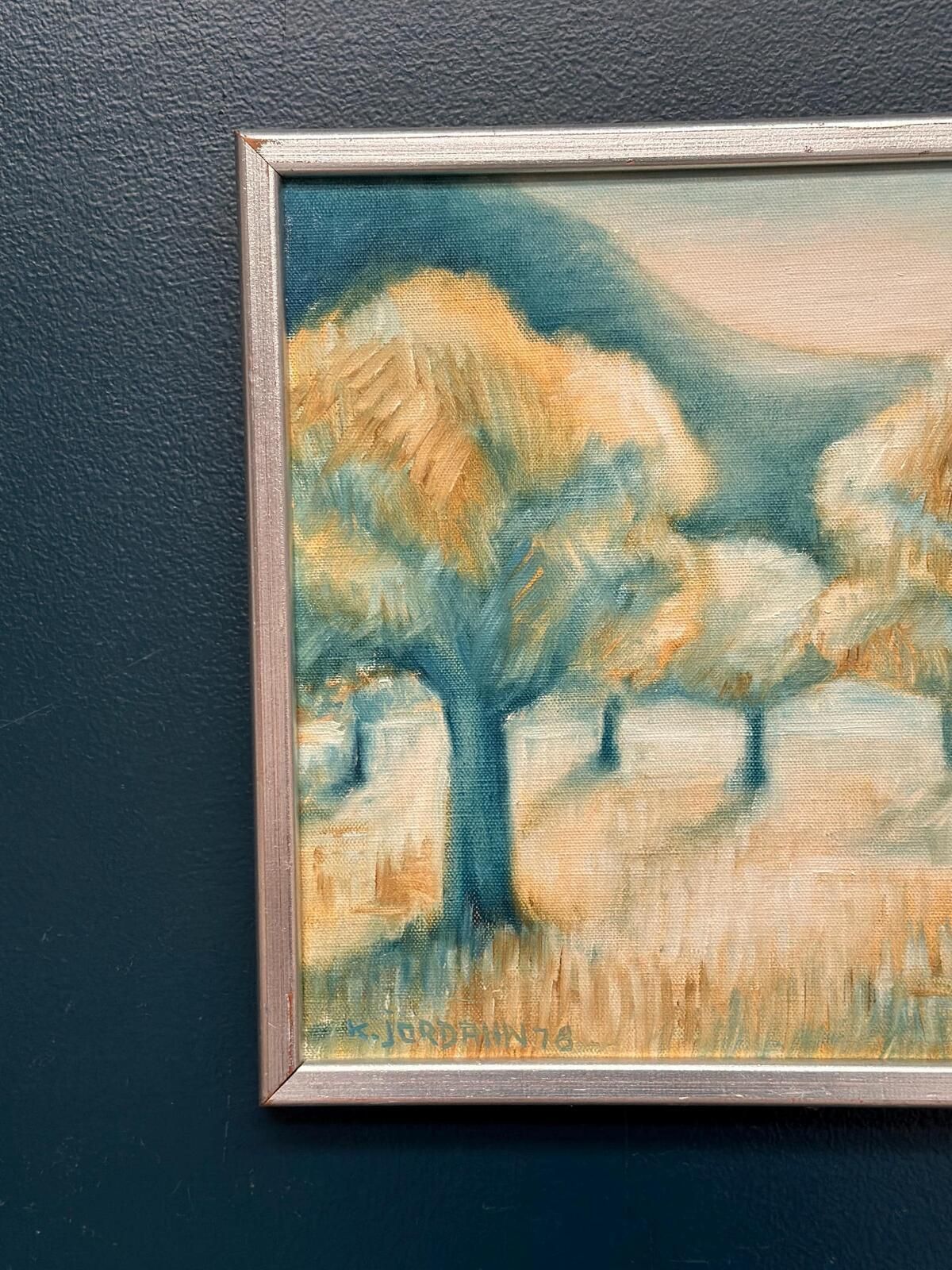Original Swedish Oil On Canvas – “Morgonljus” By Kjell Jordahn (1976) – Framed 33 × 32.5 Cm (13" × 12.8") photo Art