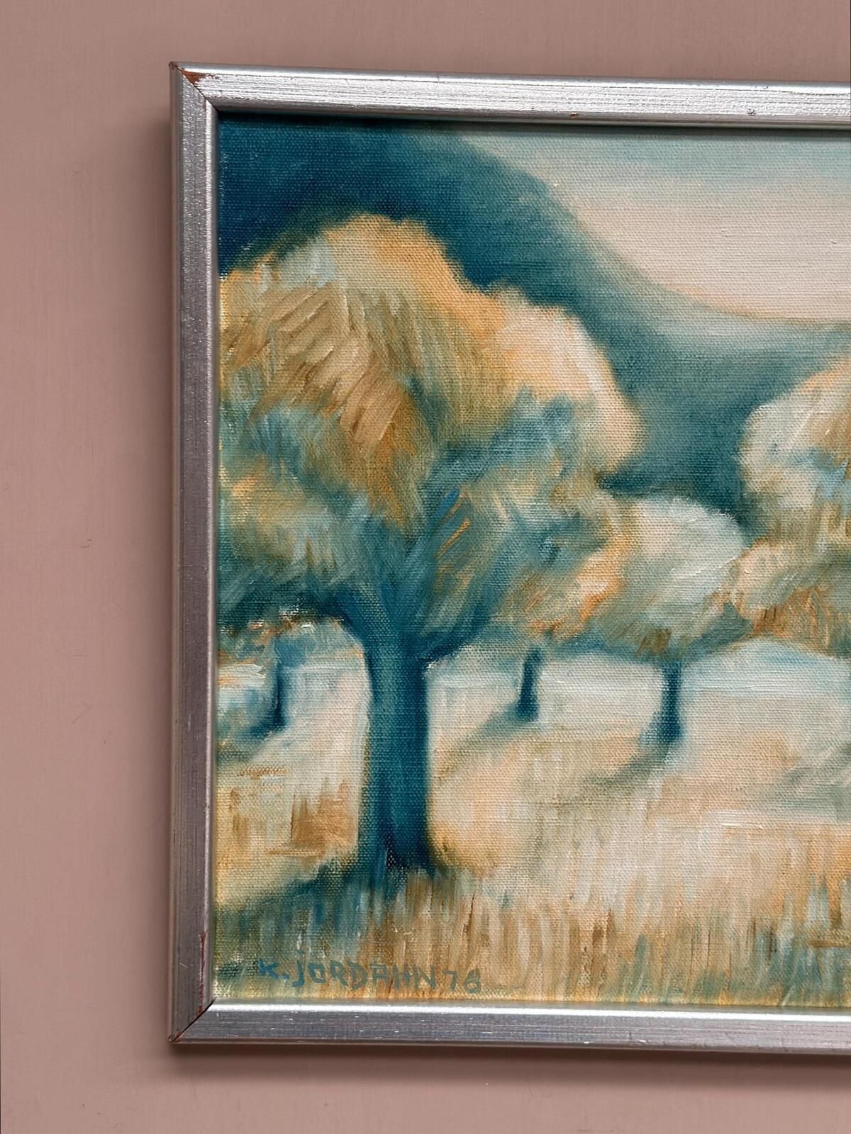 photo furniture Original Swedish Oil On Canvas – “Morgonljus” By Kjell Jordahn (1976) – Framed 33 × 32.5 Cm (13" × 12.8")