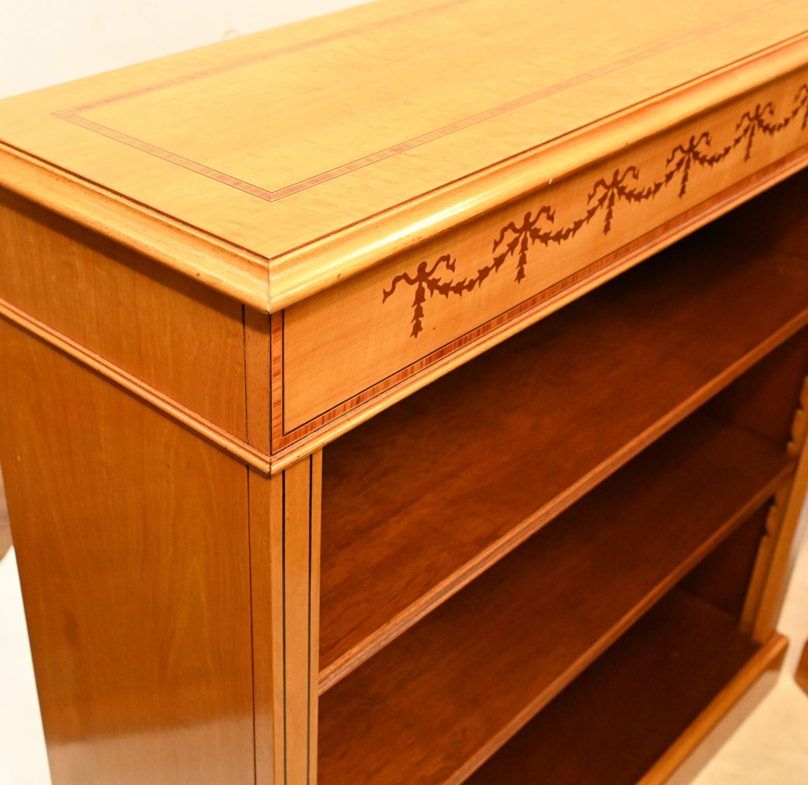 1110.0 Regency Open Bookcase In Satinwood Sheraton Bookcases Bespoke photo
