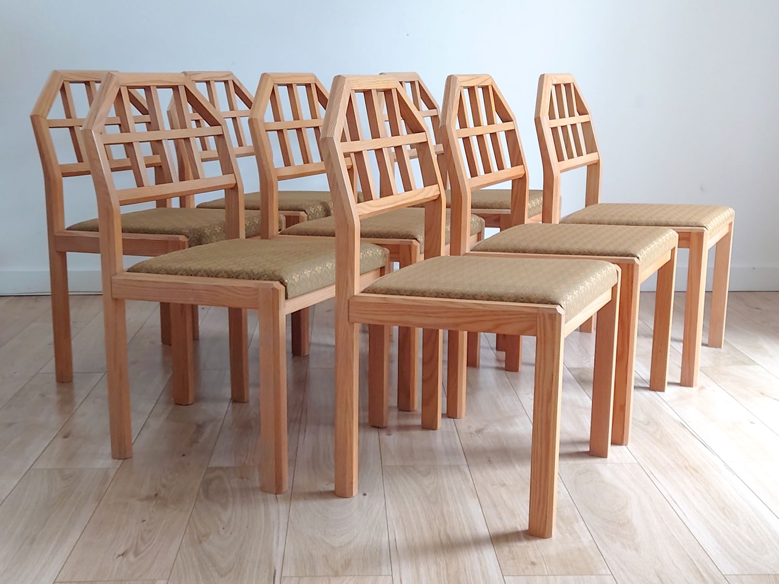Set Of 8 Postmodern Ash Dining Chairs By Heal’s, 1980s