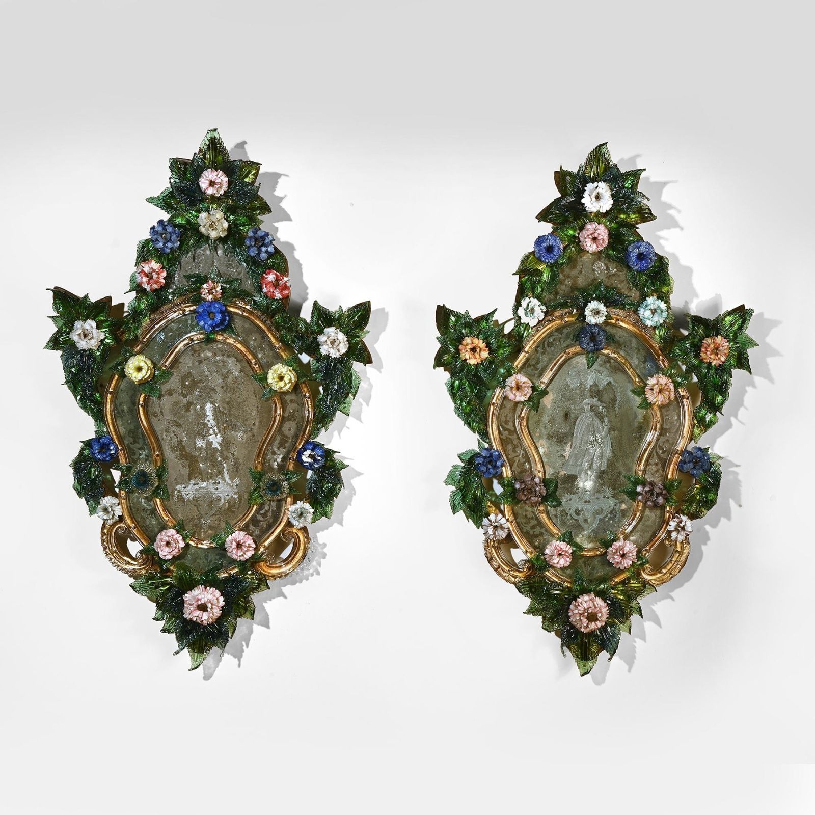 Pair Of 18th Century Venetian Murano Glass Mirrors