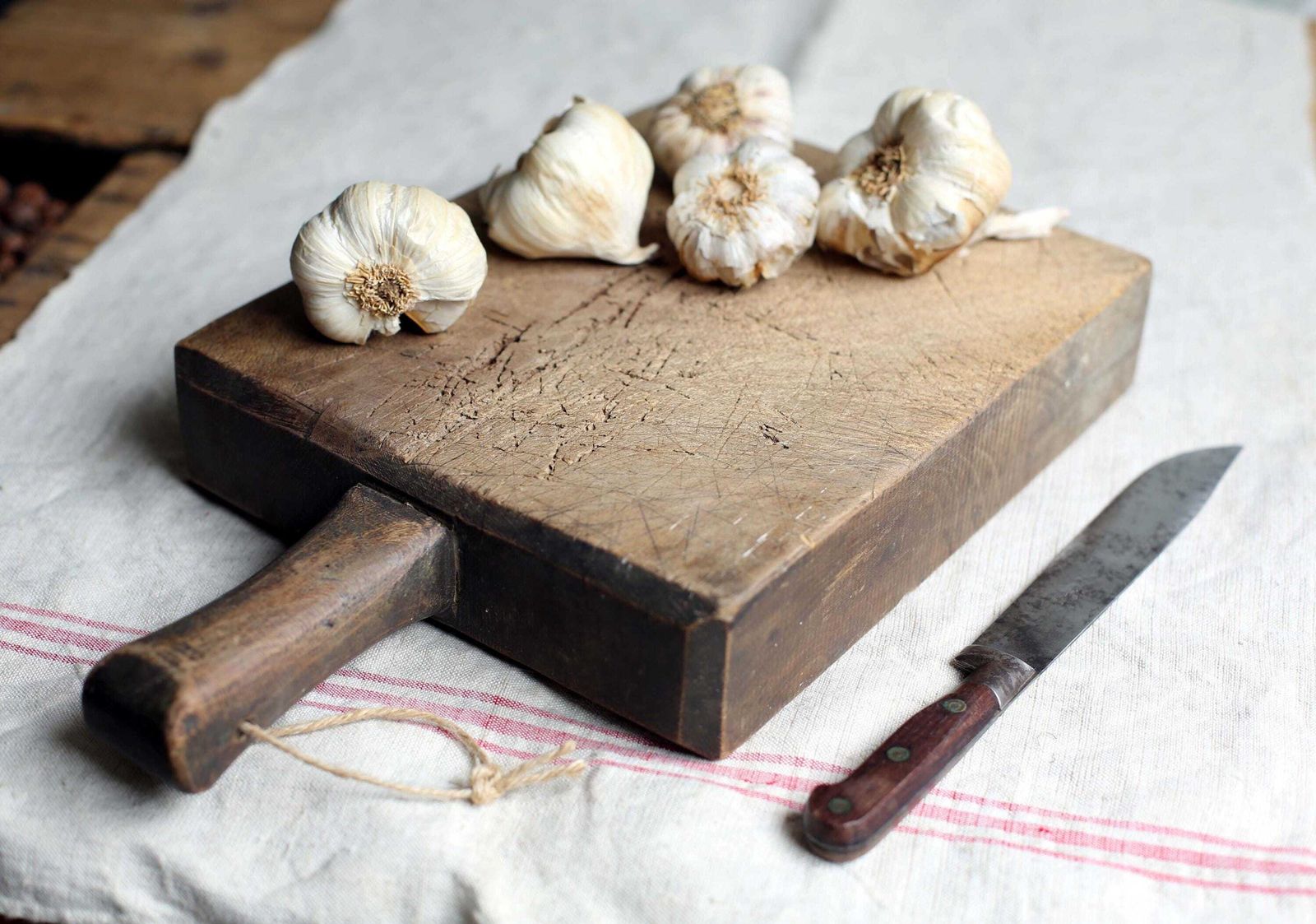 Large French Butchers Block Antique Bread Board Chunky Wooden Primitive Cutting Board photo vintage