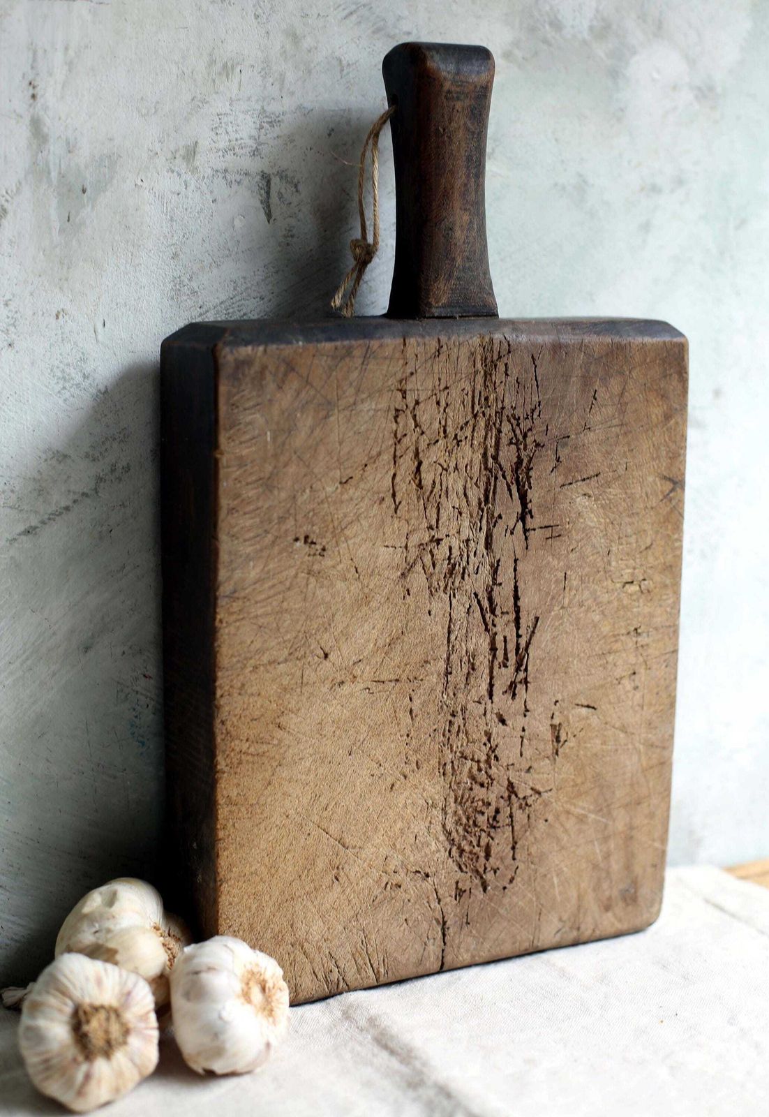 Home Decor Large French Butchers Block Antique Bread Board Chunky Wooden Primitive Cutting Board photo