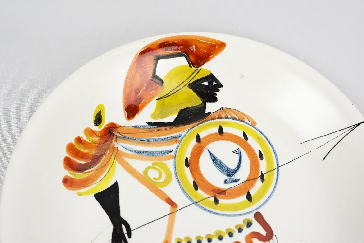 Glazed Earthenware Plate, Hoplite — Roger Capron, Vallauris, Circa 1955–1960 photo for sale