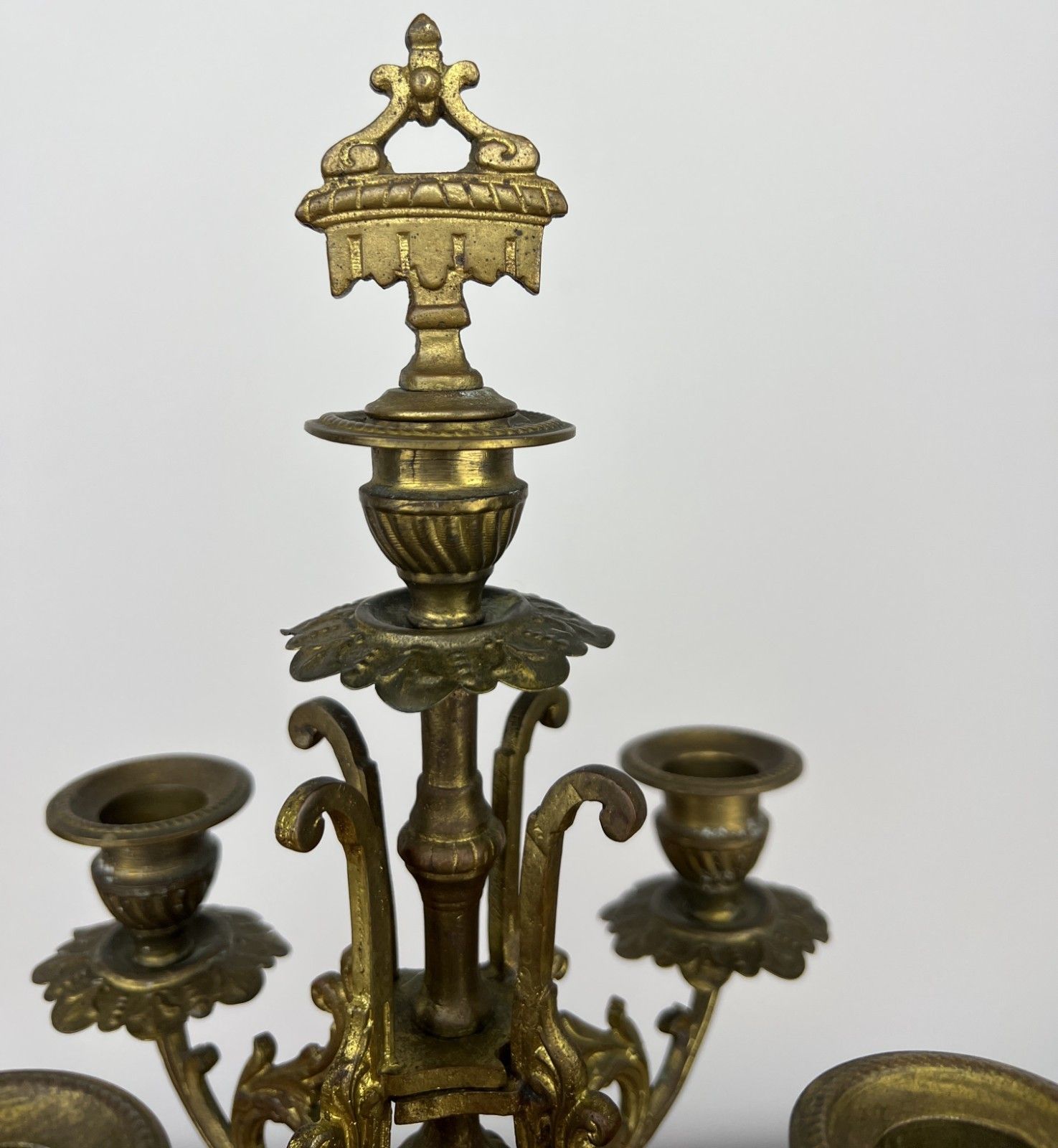 Pair Of Candelabra Antique French Style Brass Five Arm Candle Holders Lot 6025 photo 399.0