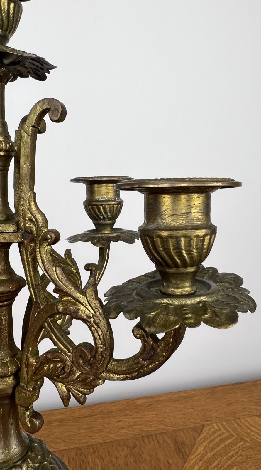 photo furniture Pair Of Candelabra Antique French Style Brass Five Arm Candle Holders Lot 6025