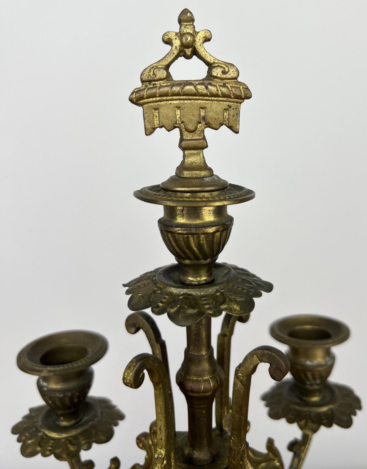 photo for sale Pair Of Candelabra Antique French Style Brass Five Arm Candle Holders Lot 6025