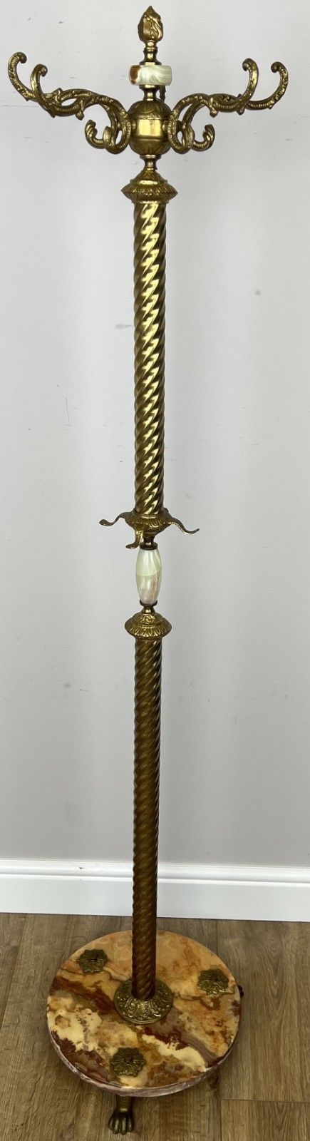 Standing Coat Hanger Vintage French Brass 9 Hooks Ornate Coat Rack Lot 6092