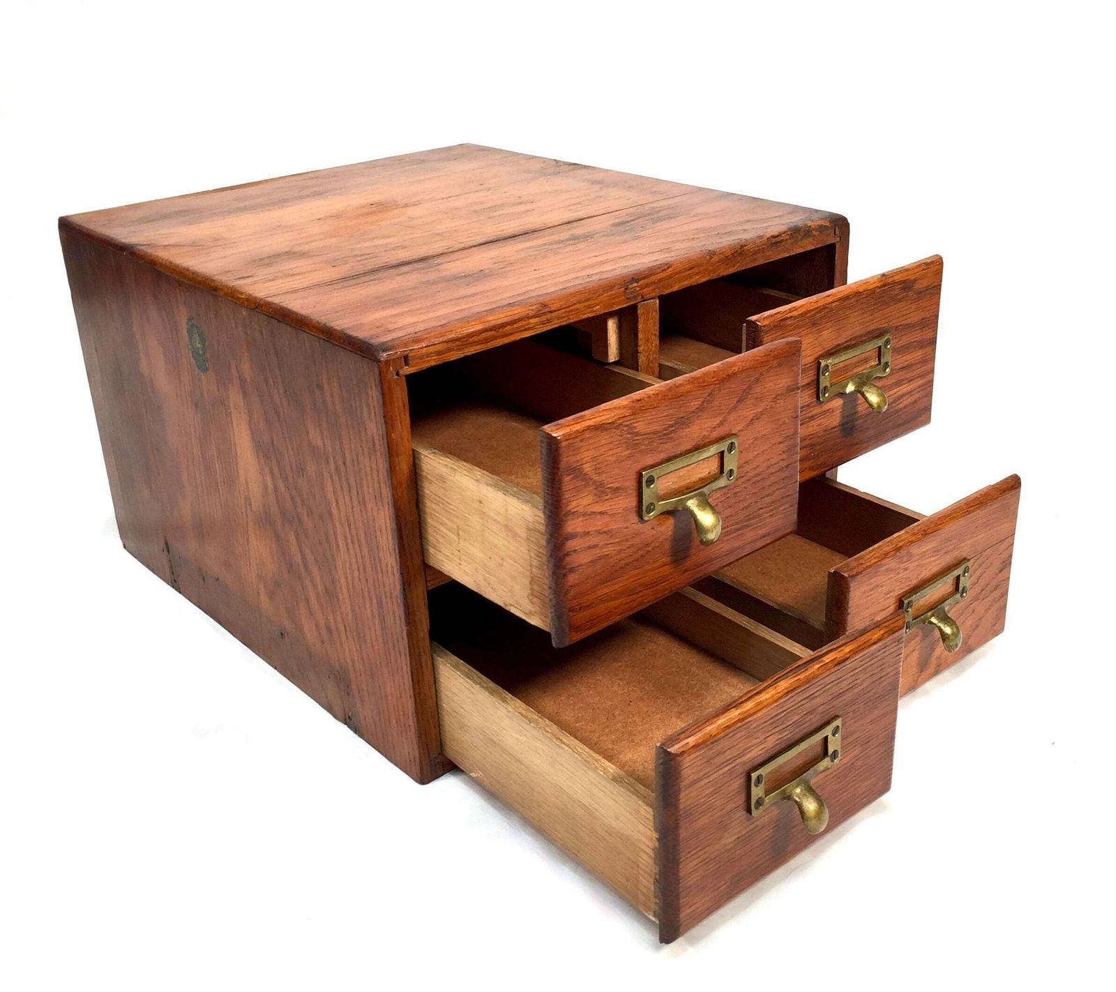 Antique Wooden Desktop Oak Stationery Index Filing Card Drawers / Cabinet / Box photo 149.0