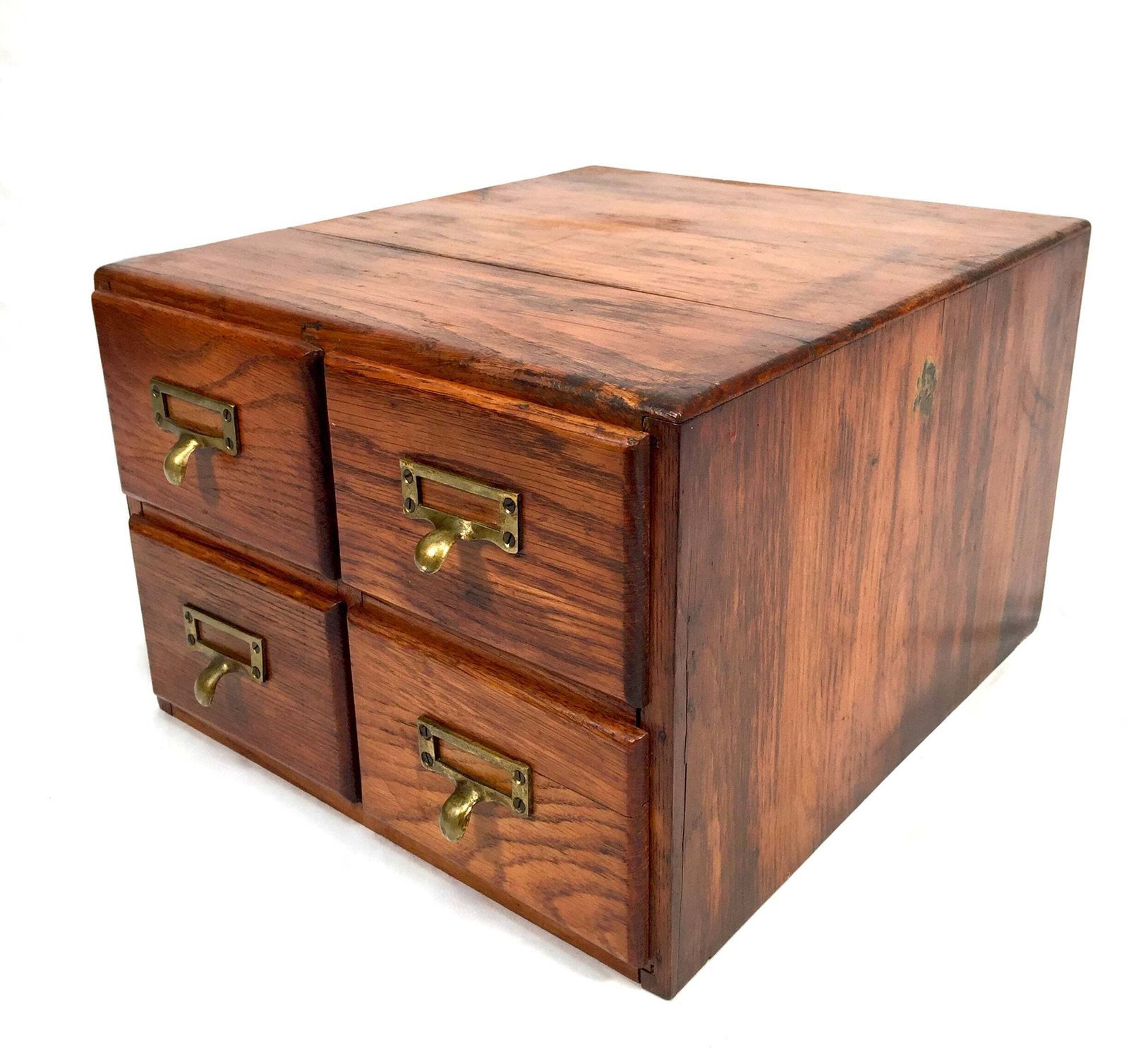 Antique Wooden Desktop Oak Stationery Index Filing Card Drawers / Cabinet / Box photo buy