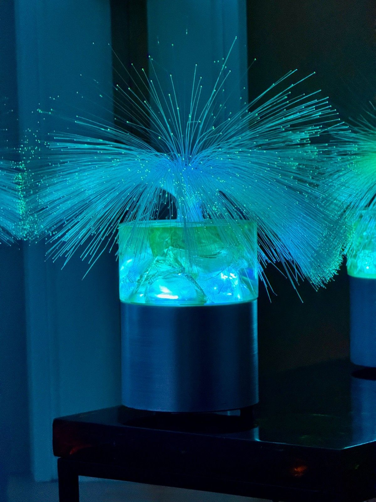 199.0 2 Rare Vintage Sheerlite Fibre Optic Shattaline Table Lamps New Led Bulbs A/F photo