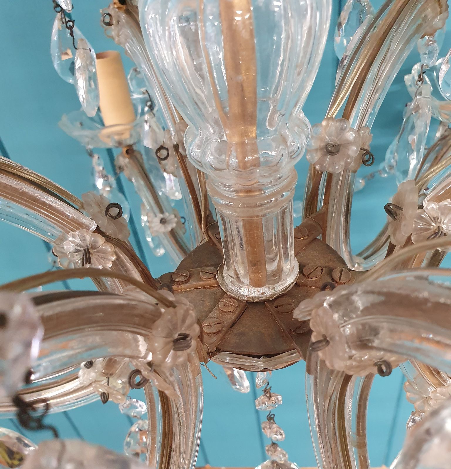 12 Arm Cut Glass Crystal Antique Chandelier 25" photo 1100.0