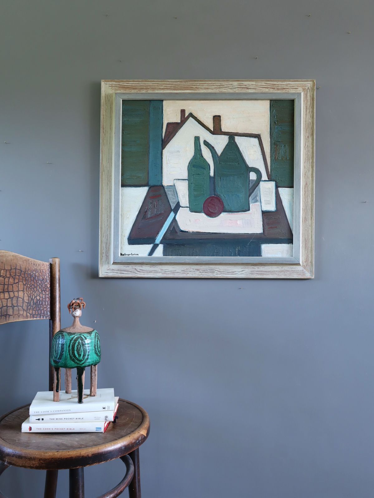 Green Vessels & House Form Oil Painting photo furniture
