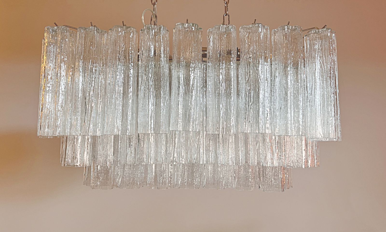 Elegant Murano Tube Chandelier   72 Clear Glasses photo for sale