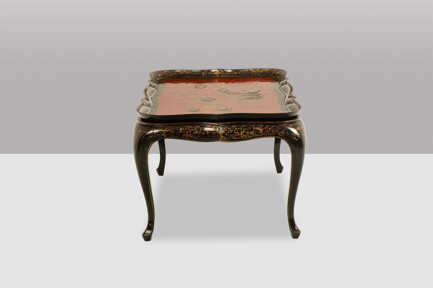 Coffee Table With A Removable Top, Made Of Red And Black Lacquered Wood. 1950s. photo 2300.0
