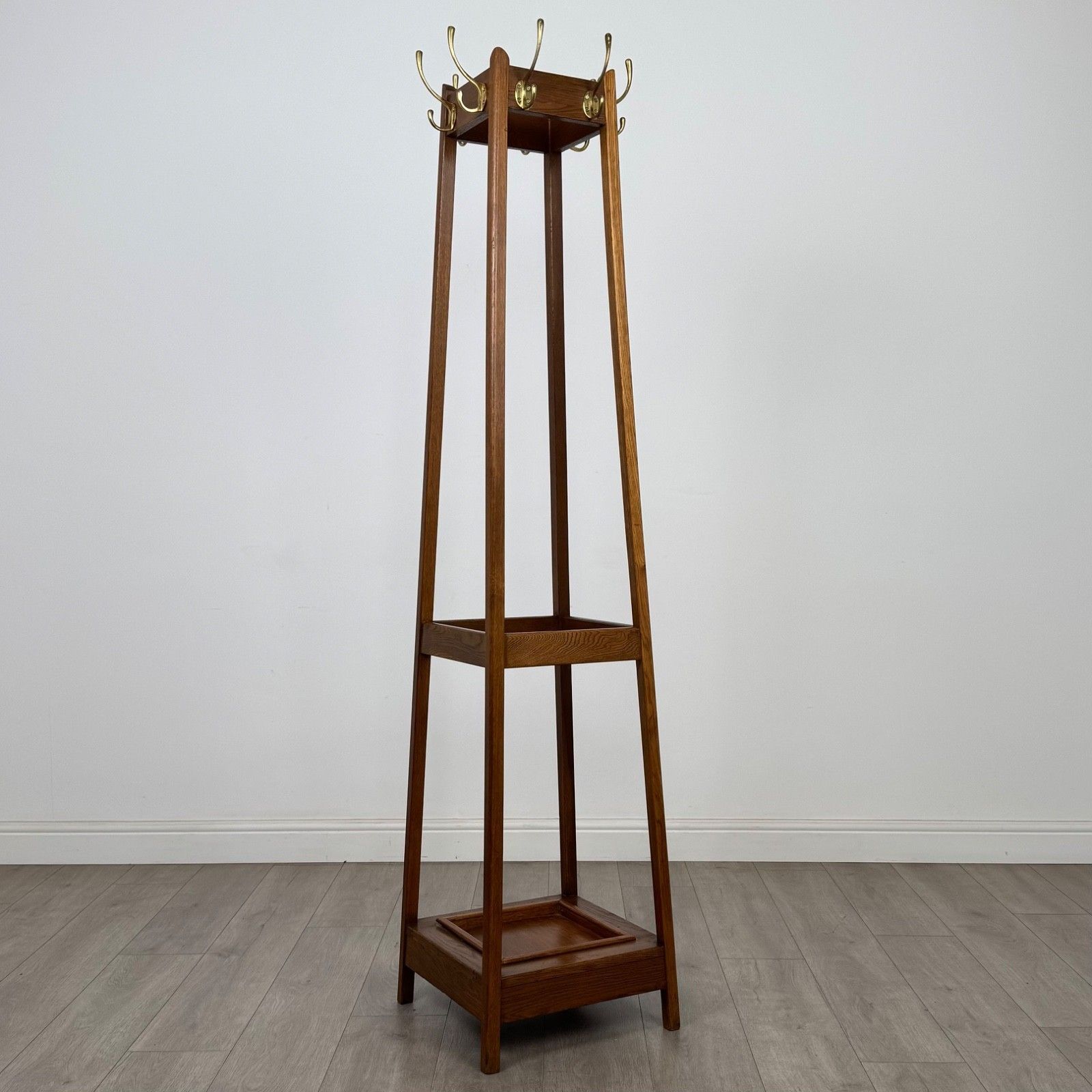 Antique 20th Century Arts & Crafts Style Coat Stand In Oak ( Af 5700 ) photo vintage