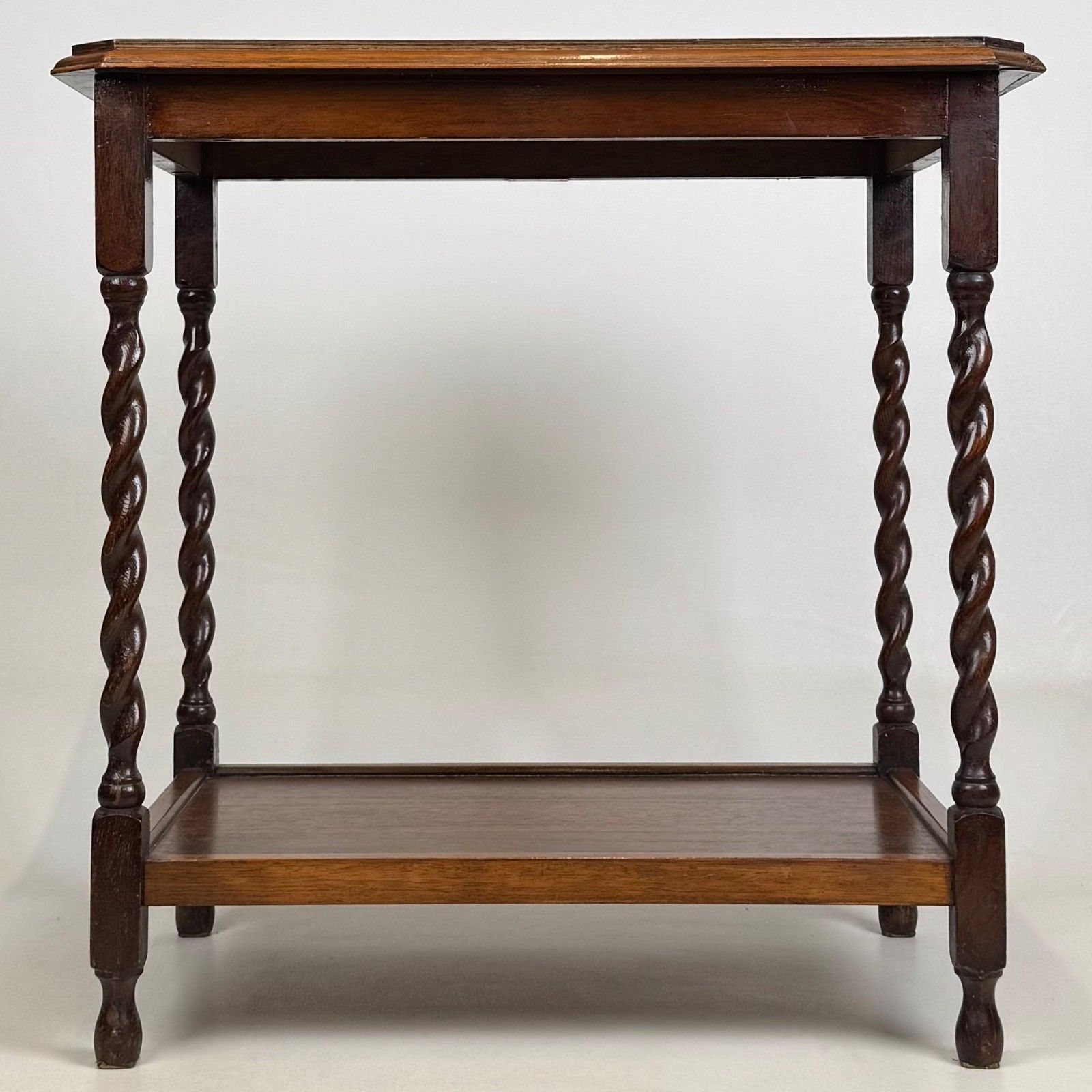 Antique 20th Century Barley Twist Side Table In Golden Oak ( Af 5726 )