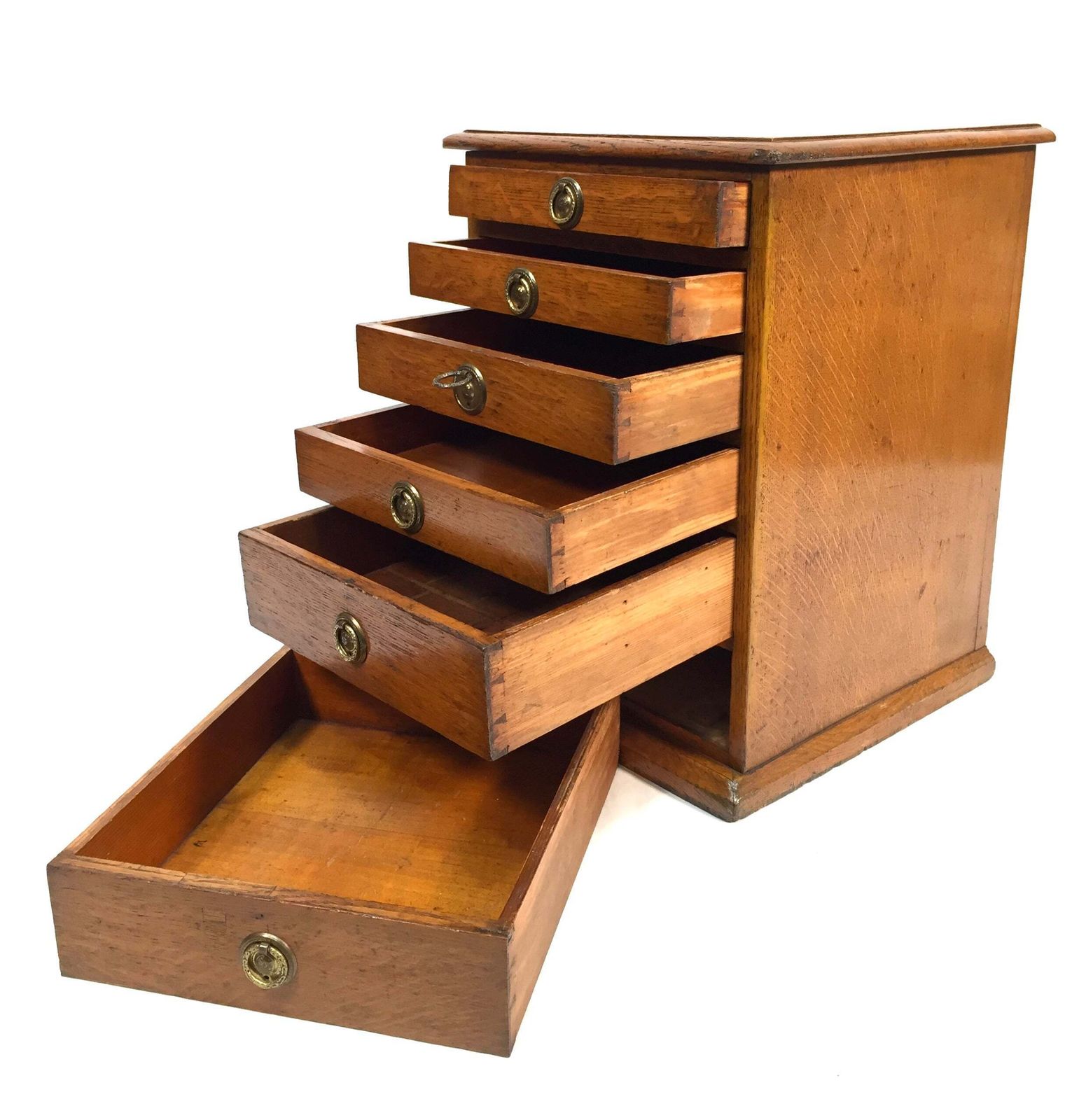 photo furniture Antique Wooden Oak Tabletop Desk Filing Chest Of Drawers Cabinet Box C1900